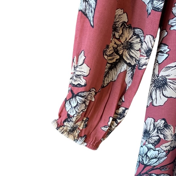Floral Dress Forever 21 Size M. Long Sleeve’s Rose Colored Excellent Condition! - Picture 5 of 9